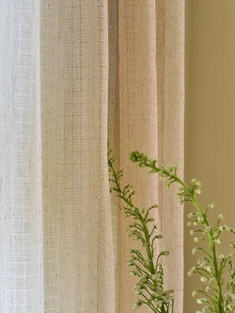 Natalia Linen Sheer Curtain, Natural Custom Drapes, Livingroom Door Extra Long Curtain Panel, 1Pc - image 1