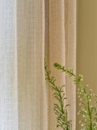Natalia Linen Sheer Curtain, Natural Custom Drapes, Livingroom Door Extra Long Curtain Panel, 1Pc - thumbnail 1