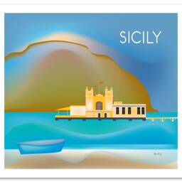 Sicily Italy Art, Print, Poster, Travel Art, Italian Wall Palermo Mondello Beach Art Print - E8-O-Sic - thumbnail 3