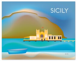 Sicily Italy Art, Print, Poster, Travel Art, Italian Wall Palermo Mondello Beach Art Print - E8-O-Sic - thumbnail 1