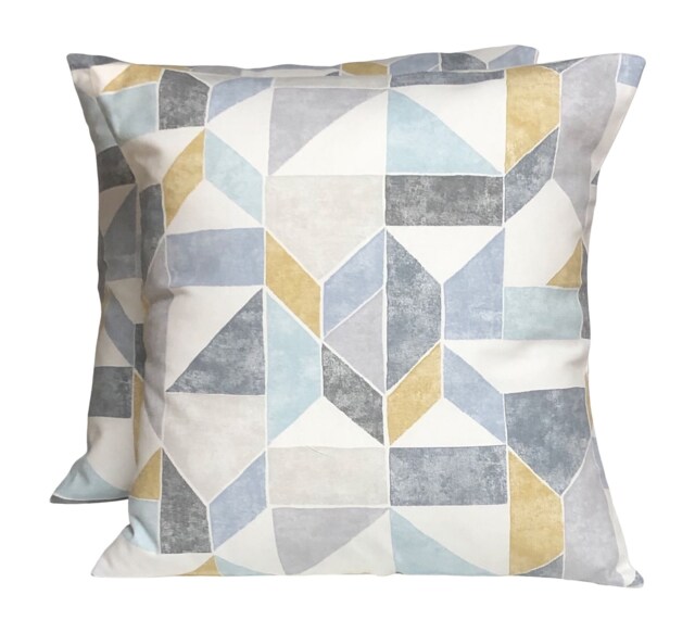 Geometric Cotton Cushion Covers Clarke & Lanna Charcoal - Set Of 2 - image 1