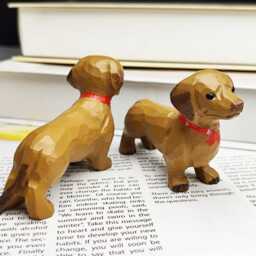 Miniature Wooden Dachshund Figurine For Desktop, Handmade Puppy Art Carved Ornament, Mother's Day Gifts, Valentine's Gift Her - thumbnail 3