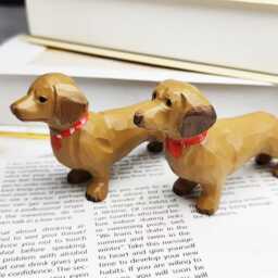 Miniature Wooden Dachshund Figurine For Desktop, Handmade Puppy Art Carved Ornament, Mother's Day Gifts, Valentine's Gift Her - thumbnail 4
