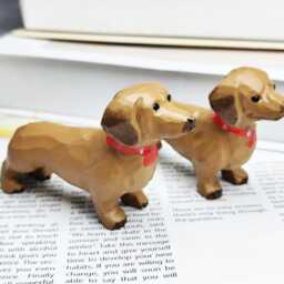 Miniature Wooden Dachshund Figurine For Desktop, Handmade Puppy Art Carved Ornament, Mother's Day Gifts, Valentine's Gift Her - thumbnail 2