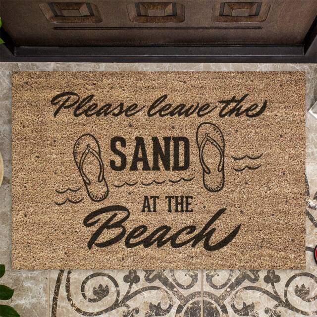 Leave The Sand At Beach Coir Indoor Door Mat - 60x40cm Hall Doormat New Home Gift