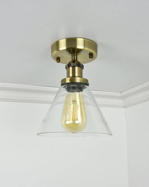 Glass Shade Flush Mount - Mix & Match Design Your Own Cone Industrial Ceiling Lighting Semi Fixtures - image 1
