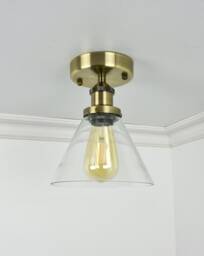 Glass Shade Flush Mount - Mix & Match Design Your Own Cone Industrial Ceiling Lighting Semi Fixtures - thumbnail 1