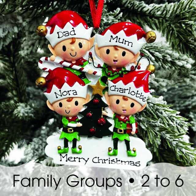 Personalised Family Christmas Xmas Tree Decoration Ornament - Elves - image 1