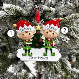 Personalised Family Christmas Xmas Tree Decoration Ornament - Elves - thumbnail 2