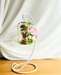 Hand Painted Floral Tea Light Holder Unique Glass Candle Holder