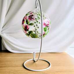 Hand Painted Floral Tea Light Holder Unique Glass Candle Holder - thumbnail 4