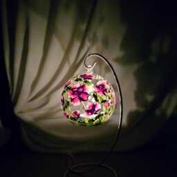 Hand Painted Floral Tea Light Holder Unique Glass Candle Holder - thumbnail 3