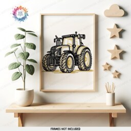 Boho Style Tractor Prints - Set Of 3 Posters - Boys Bedroom Artwork Farm Wall Art Tractors Poster Farmyard Nursery Decor Gift Farmer - thumbnail 3