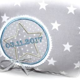 Cute Name Pillow in Grey Blue With Stars & Dots - thumbnail 4