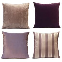 Silver & Purple Gray Pillow, Throw Pillow Cover, Decorative Cushion Trendy Pillowcase, Striped Accent Pillow, Silk Blend - thumbnail 4