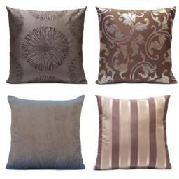 Silver & Purple Gray Pillow, Throw Pillow Cover, Decorative Cushion Trendy Pillowcase, Striped Accent Pillow, Silk Blend - thumbnail 3