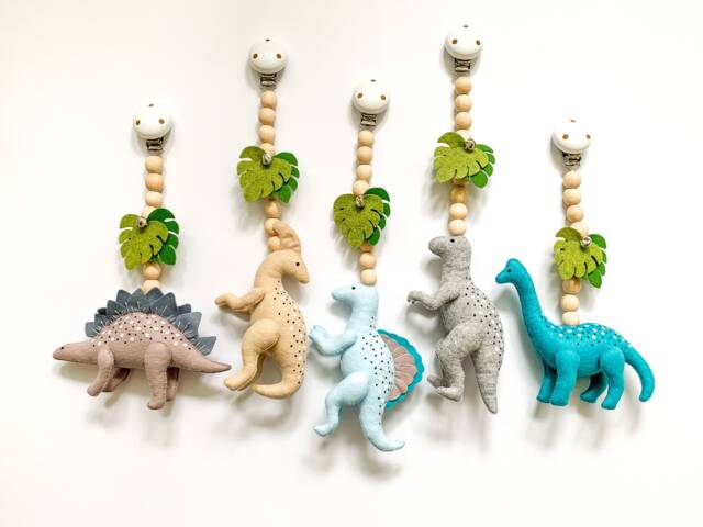 Dinosaur Stroller Toy, Dinosaur Pram Mobile, Accessories, Montessori Toys, Nobile, Baby Shower Gift, Decor - image 1