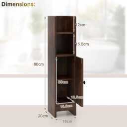 Narrow Corner Bathroom Storage Cabinet Modern Wood Organizer With Adjustable Shelves - thumbnail 4
