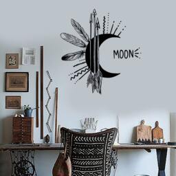 Wall Vinyl Decal Moon & Sun Night Sky Feather Stars Dreamcatcher Ethnic Drawing Modern Home Decor - #1267Di - thumbnail 3