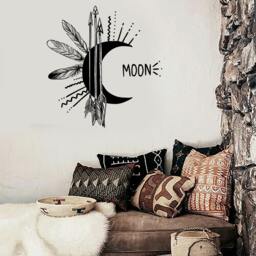 Wall Vinyl Decal Moon & Sun Night Sky Feather Stars Dreamcatcher Ethnic Drawing Modern Home Decor - #1267Di - thumbnail 2