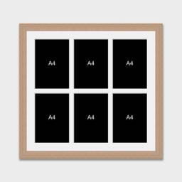 A4 Picture Frame To Hold 6 Photos in An Oak Veneer Wooden