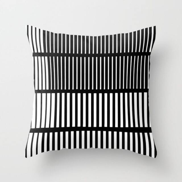 Abstract Throw Pillow. 18x18 Pillow Case. Black Lined Bohemian Striped Sofa Modern Cushion. Decorative - image 1