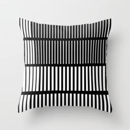 Abstract Throw Pillow. 18x18 Pillow Case. Black Lined Bohemian Striped Sofa Modern Cushion. Decorative - thumbnail 1