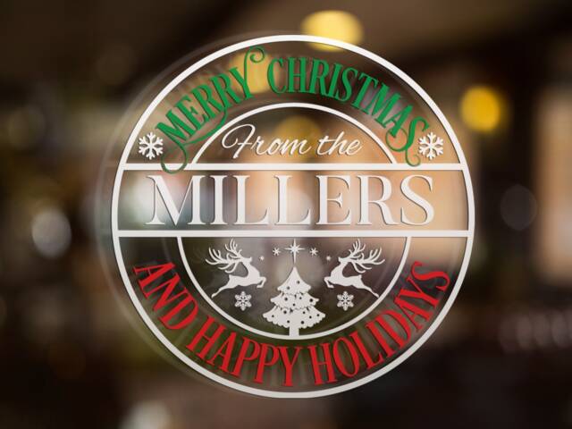 Custom Family Name Christmas Window Sticker Personalized Xmas Decoration Decal Happy Holidays Festive Wall Art - image 1