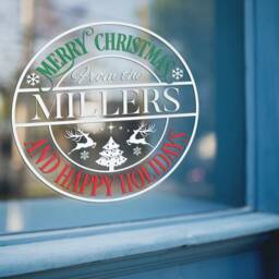 Custom Family Name Christmas Window Sticker Personalized Xmas Decoration Decal Happy Holidays Festive Wall Art - thumbnail 2