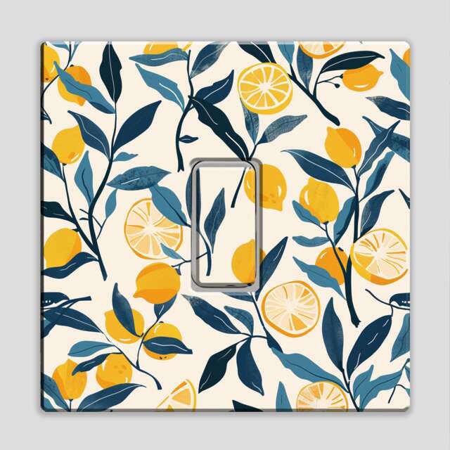 Lemon Fruit Slices Floral Pattern D1 Light Switch Sticker Modern Minimalistic Decal Bed Kitchen Room Decor Home Wall Decoration Bright