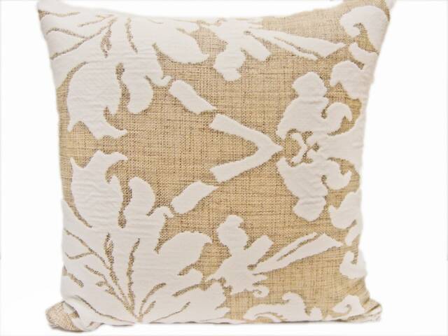 Modernist Bamboo Cushion 40 X cm - 50 Beige White Cover Midcentury Modern Natural Off-White Ecru Yoga Hygge Plant - image 1