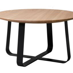 Round Oak Coffee Table With Black Steel Legs, Ligth Wood Industrial Table, Small Living Room Furniture - thumbnail 4