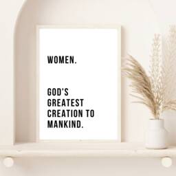 Women. God's Greatest Creation To Mankind Print - Inspirational Positive Quote Woman Empowerment Poster Wall Art - thumbnail 1