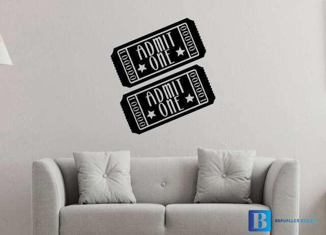 Cinema Ticket Admit One Movie Film Cool Home Living Room/Den Wall Art Matt Vinyl Decal Sticker - image 1