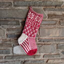 Poinsettia Christmas Stocking - Hand Knit, Fair Isle, Vintage Inspired Knit With The Wind - thumbnail 1