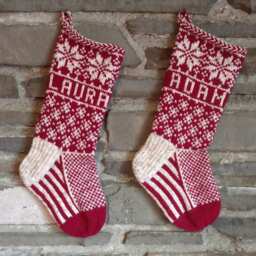 Poinsettia Christmas Stocking - Hand Knit, Fair Isle, Vintage Inspired Knit With The Wind - thumbnail 3