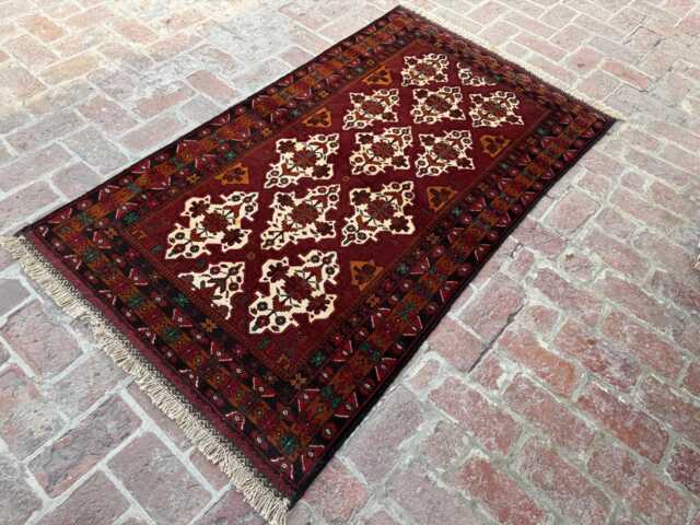 3x6 Afghan Baluchi Hand-Knotted Wool Rug - Natural Vegetable Dyed Tribal Carpet Authentic Oriental Accent For Entryway, Bedroom Or Office - image 1