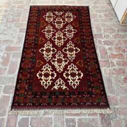 3x6 Afghan Baluchi Hand-Knotted Wool Rug - Natural Vegetable Dyed Tribal Carpet Authentic Oriental Accent For Entryway, Bedroom Or Office - thumbnail 2