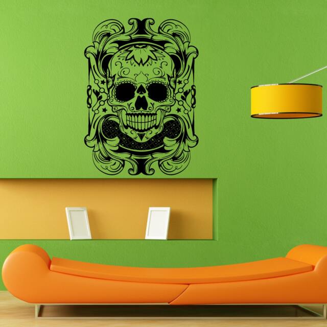 Floral Skull Skeletal Skeleton Wall Sticker Vinyl Mural Decal Home House Apartment Art Decor Free Shipping L041 - image 1