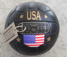 Vintage 1960S Leather Soccer Ball - Usa 100% Leather Hand Crafted - thumbnail 1
