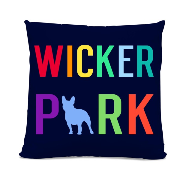 Wicker Park French Bulldog Pillow - Home Decor Frenchie Pillow Chicago Neighborhood Dog - image 1