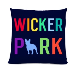 Wicker Park French Bulldog Pillow - Home Decor Frenchie Pillow Chicago Neighborhood Dog