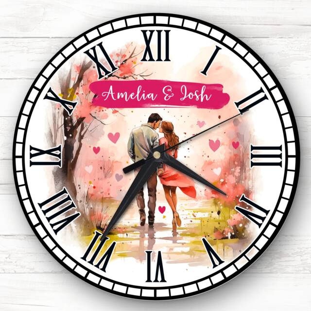 Romantic Walking Couple Gift Custom Personalised Clock - image 1