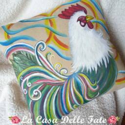 Hand-Painted Rooster, Farmhouse Pillow, Chicken Pillow, Easter Gift, Pillow Cover, Country Home Decor, Decorations, Rustic - thumbnail 2