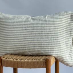 striped Linen Blend Pillow Case Neutral Farmhouse Boho Decor - thumbnail 2