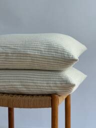 striped Linen Blend Pillow Case Neutral Farmhouse Boho Decor - thumbnail 1