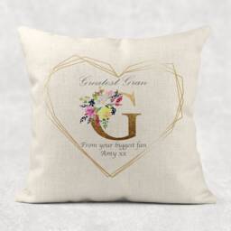 Personalised Floral Linen Cushion Nan/Gran Birthday Gift - thumbnail 2
