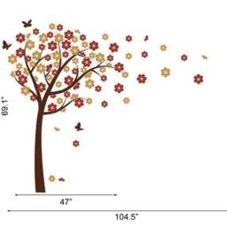 Cherry Blossom Wall Decal, Flower Tree Decal Blooming Butterflies - Kids Nursery Vinyl Baby Sticker Room Decor - thumbnail 3