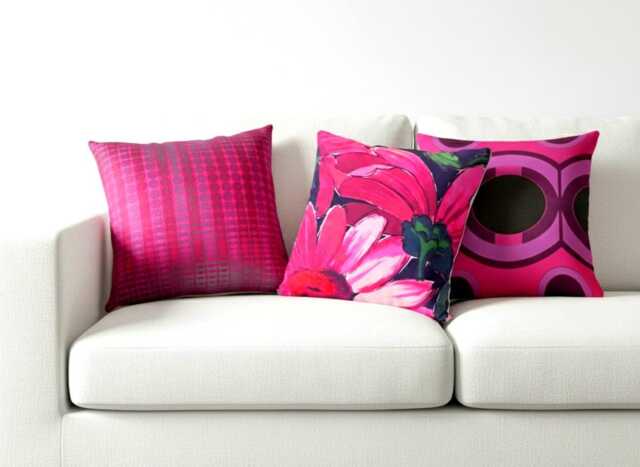 Retro Cushion 40 X cm - 50 Red Dot Desire, Red Pink Black 70S Fabric Cover, Lounge Vintage Cover Geometric Dots - image 1