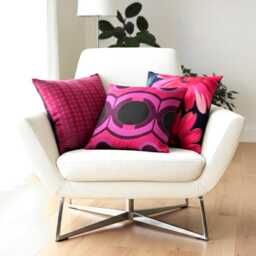 Retro Cushion 40 X cm - 50 Red Dot Desire, Red Pink Black 70S Fabric Cover, Lounge Vintage Cover Geometric Dots - thumbnail 3